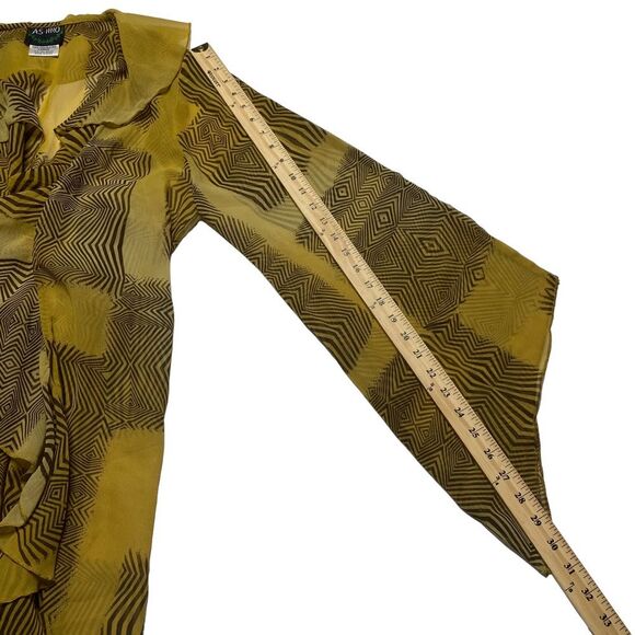 Abstract Print Ruffle Front Kimono Split Sleeves Sz L NWT - Picture 10 of 12